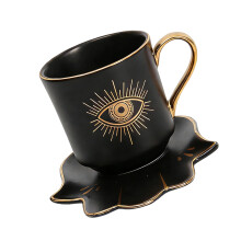 Ceramic Tea Coffee Cup Set Turkish Evils Eye Mug and-Black