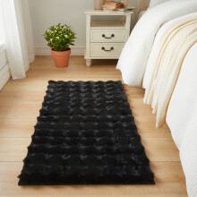 (80x150cm (2.7ft x 5ft), Black) Bubble Rug Extra Large Rug Soft Shaggy Faux Fur Bubble Carpet Mat