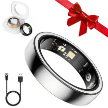 Smart Ring with Heart Rate Sleep Tracking IP68 Waterproof Fitness Ring for Android iOS Silver 7