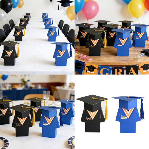 Decorative Foldable White Cardboard Gift Box Graduation-Blue 2