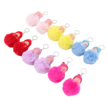 Niedlicher Baby Pompon Schlüsselanhänger Flauschige Puppe für Auto, Handy, Geldbörsen