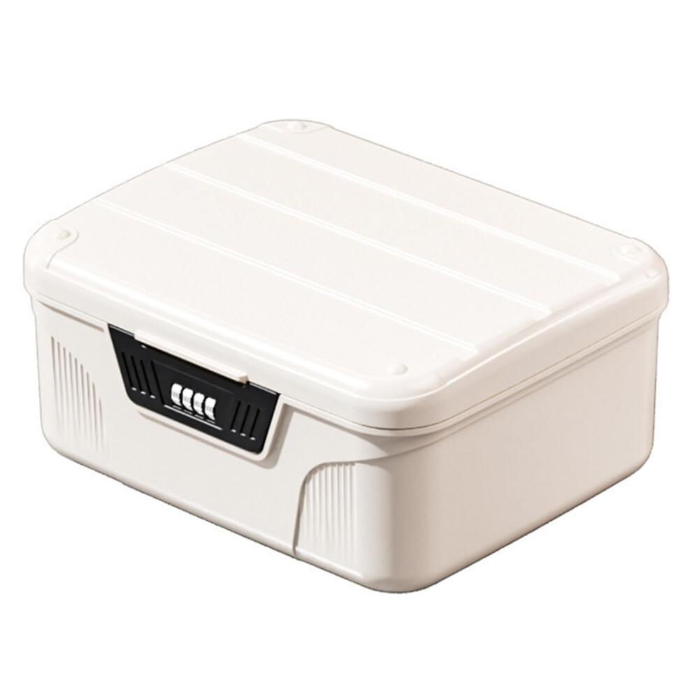 White Medicine Lock Box With 4Digit Combination Lock And Partition For Fridge Or Countertop Storage