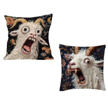 Funny Screaming Goat Plush Pillow Cover Hilarious Print-2