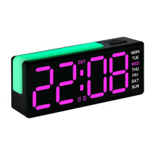 LED Digital Alarm Clock Electric Desk Clock with Duals-Pink