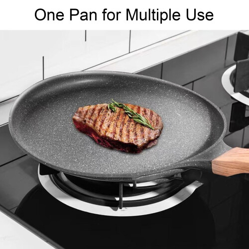 20cm Aluminium Flat Bottom Omelette Pan with Handle for Even Heating 2