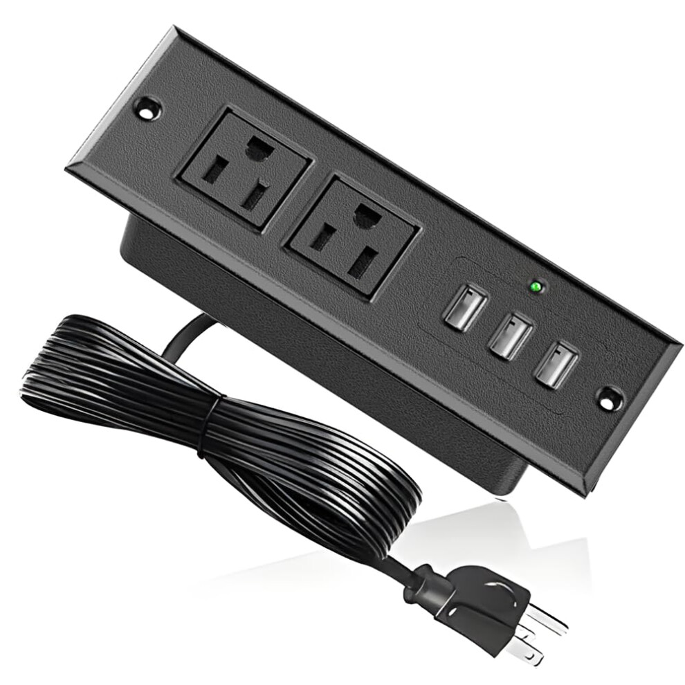 Recessed Power Strip Desk Outlet With Usbc Fast Charging Flush Mount 2 Ac 3 Usba Black 9455672882842