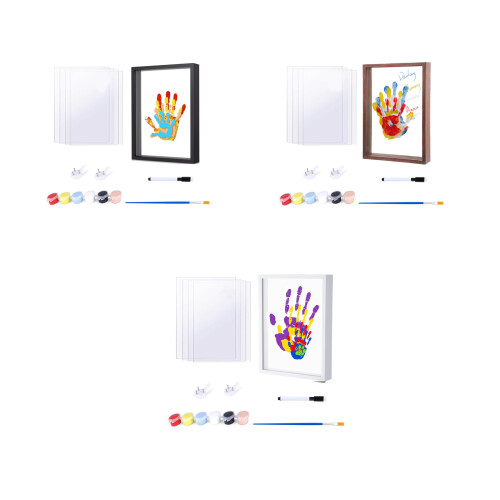 Customizable Couple Handprint Memory Frame Wooden DIY-White 1
