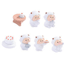 Sheep Figurines Mini Sheep Decors Toy Playsets Miniature Doll