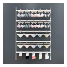 Wall Mounted Clothes Rack with Adjustable Tier Spacing, 5Layer White Metal Display Shelf 100x150cm