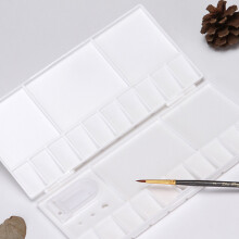 Faltbare, beidseitig nutzbare weiße Kunststoff-Wasserfarbenpalette für Künstler, 24 Vertiefungen