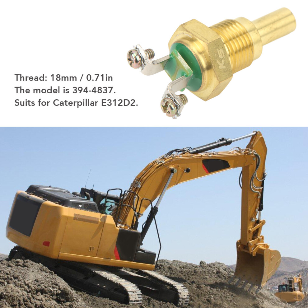 Excavator Coolant Temp Sensor 18mm Brass 394-4837