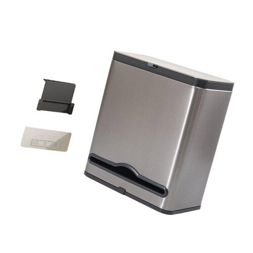 Trash Can with Tissue Box Trash Bin Wall Mounted Slide-grey