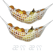 Cotton Woven Produce Basket With S Hook And Screw Hook-2 pack