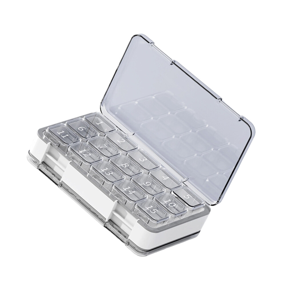 Double Layer 30 Day Pills Organizers With Separate-White