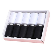 40s/2 Polyester Yarn 10 Mixed Paletted for Quilting-black white