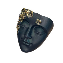 Artistic Human Face Flower Pot With Drainage Holes Face-Black