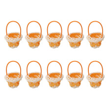 Pack Of 10 Mini Plastic Woven Handled Baskets For Home-Orange