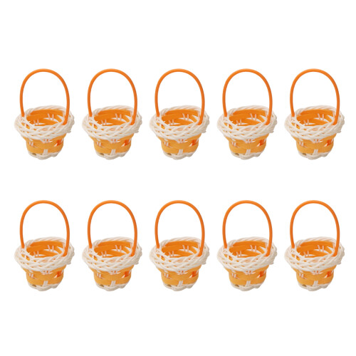 10 Pieces Miniature Plastic Woven Baskets Storage Basket-Orange