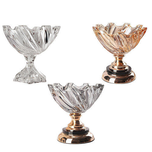 Decorative Bowl Crystal Glass Fruit Bowl Modern Serving Bowl-B 1