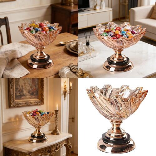 Decorative Bowl Crystal Glass Fruit Bowl Modern Serving Bowl-A 2