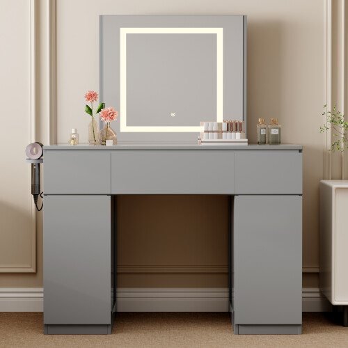 MCC Large Dressing Table Adjustable LED Mirror Vanity Table Make up Desk and Drawers  Toronto Grey 2
