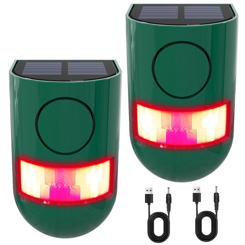 Outdoor Motion Sensor Alarm, 130Db Siren And Strobe, Solar Powered Waterproof For Farm Yard, 2 Pack 9092120392678