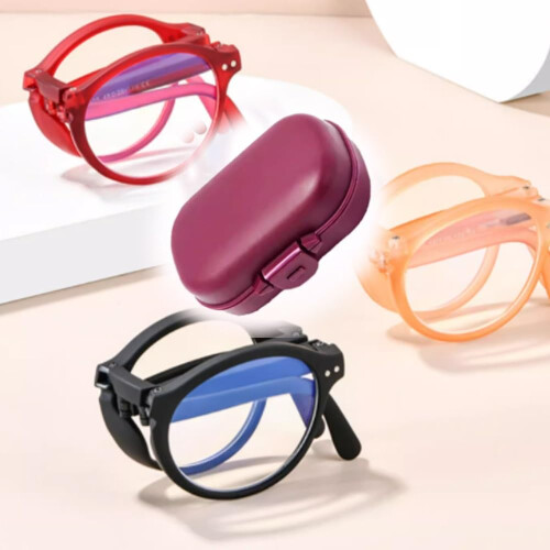 Foldable Reading Glasses for Women Blue Light Blocking Round Frame 1.0x Ultralight Black 2