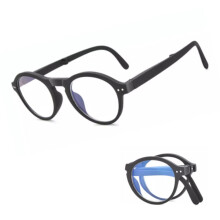 Foldable Reading Glasses for Women Blue Light Blocking Round Frame 1.0x Ultralight Black