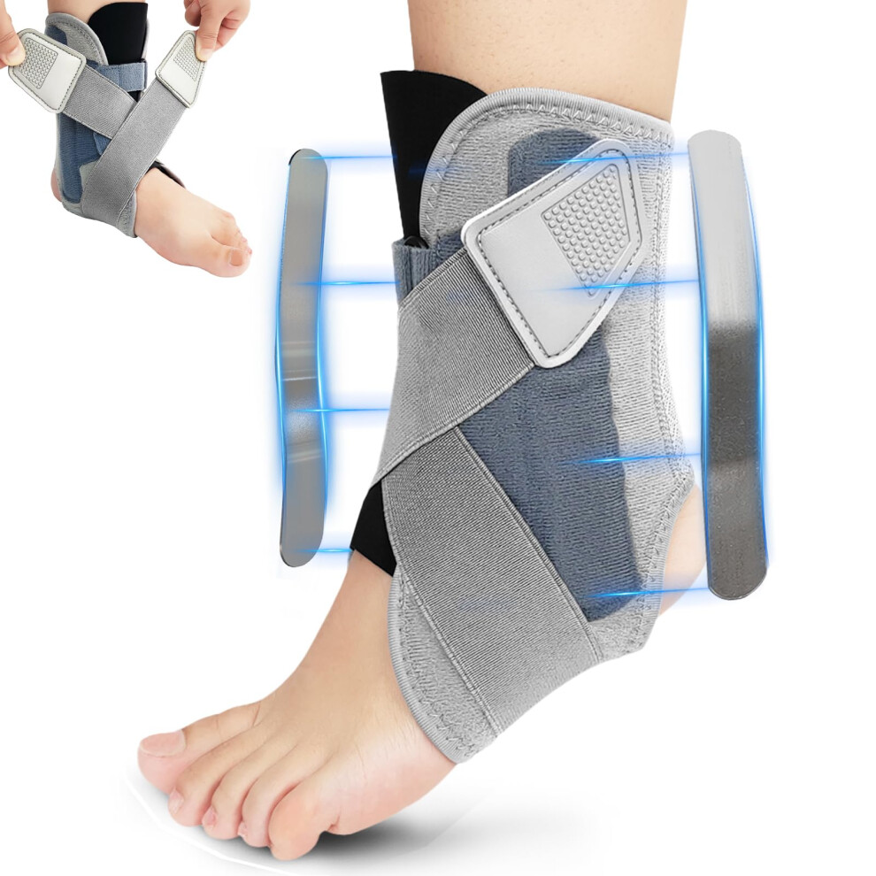 Ankle Brace with Dual Side Stabilizers, NoLace Adjustable Support for Sprained Ankle, Running, Basketball