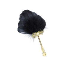 Delicate Feathered Small Hand Fan For Cosplay Parties And-Black