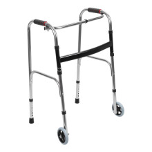 Adult Walker Height Adjustable Folding Design with Detachable Seat, 330lbs Capacity Lightweight Stainless Steel