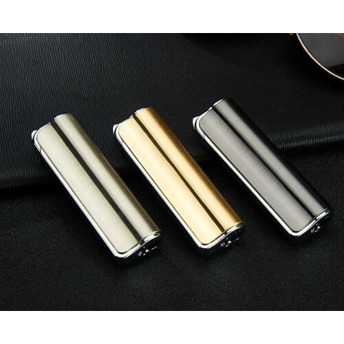 Butane Lighter Blue Windproof Straight Flame Adjustable Refillable Torch Durable Zinc Alloy 2