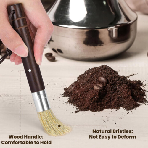 Coffee Grinder Espresso Machine Brush Set With Wooden Handle For 2