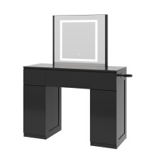 Large Dressing Table Adjustable LED Mirror Vanity Table Make up Desk and Drawers Toronto BLACK