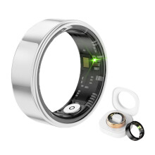 Smart Ring Health Tracker with Activity and Sleep Tracking, Waterproof Fitness Ring Silver Size 7