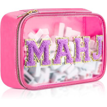 Stylish Visible PVC Makeup Bag Featuring Letter Design-rose red