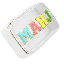Large Letter Print PVC Waterproof Travel Cosmetic Case-White