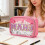 Stylish Visible PVC Makeup Bag Featuring Letter Design-rose red 2
