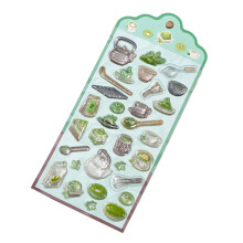 Levendige handgemaakte dagboeksticker met 3D reliëf- Matcha