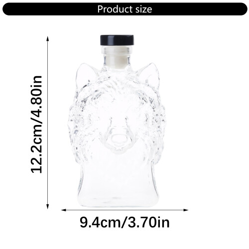 Künstlerischer Glas-Dekanter, Bourbon-Flasche, Wolfskopf-Form, 1