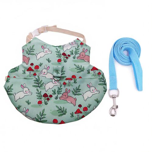 Rabbit Harnesses And Leashes Soft Cotton Vests-Green S