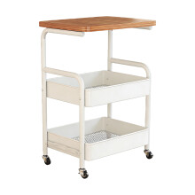 3 Tiered Metal Rolling Storage Cart With Lockable-Double White