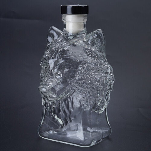 Künstlerischer Glas-Dekanter, Bourbon-Flasche, Wolfskopf-Form, 2