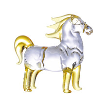 Crystal Horse Figurines Hand-Carved Horse Statues Feng-Yellow