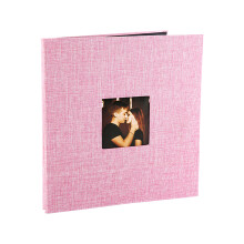 Linen Cover Adhesive Scrapbook Album With Sticky-pink small