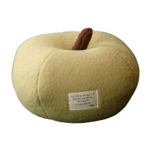 Round Fruit Themed Throw Pillow Furry Cushion-Yellow 25x20cm