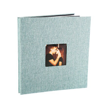 Linen Cover Scrapbook Album With Plastic Film-turquoise small