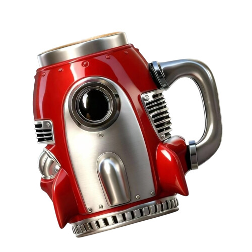 Resin And Stainless Steels Coffee Cup With Rockets Shape Double