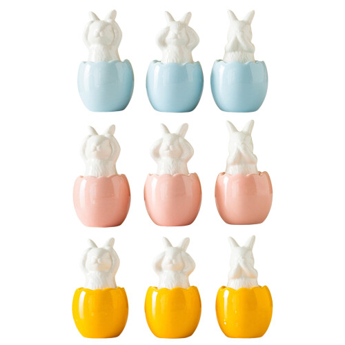 3 Pack Ceramic Rabbit Figurine Home Decorative Ornament-Blue 1