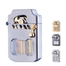 Vintage Kerosene Lighter with Metal Rocker, Windproof Steady Flame Zinc Alloy Pocket Size